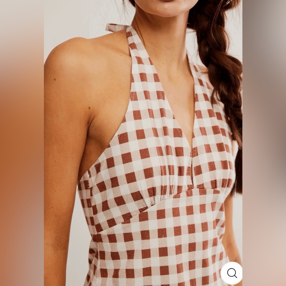 Free People Cecil Mini Gingham Halter Dress Size XS NWT - Picture 6 of 16